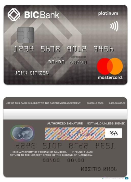 Download Cambodia BICBank credit platinum mastercard Photoshop template